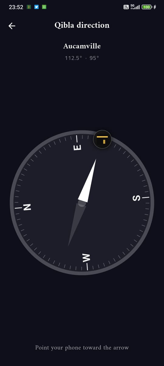 Qibla — True-north qibla with live compass.